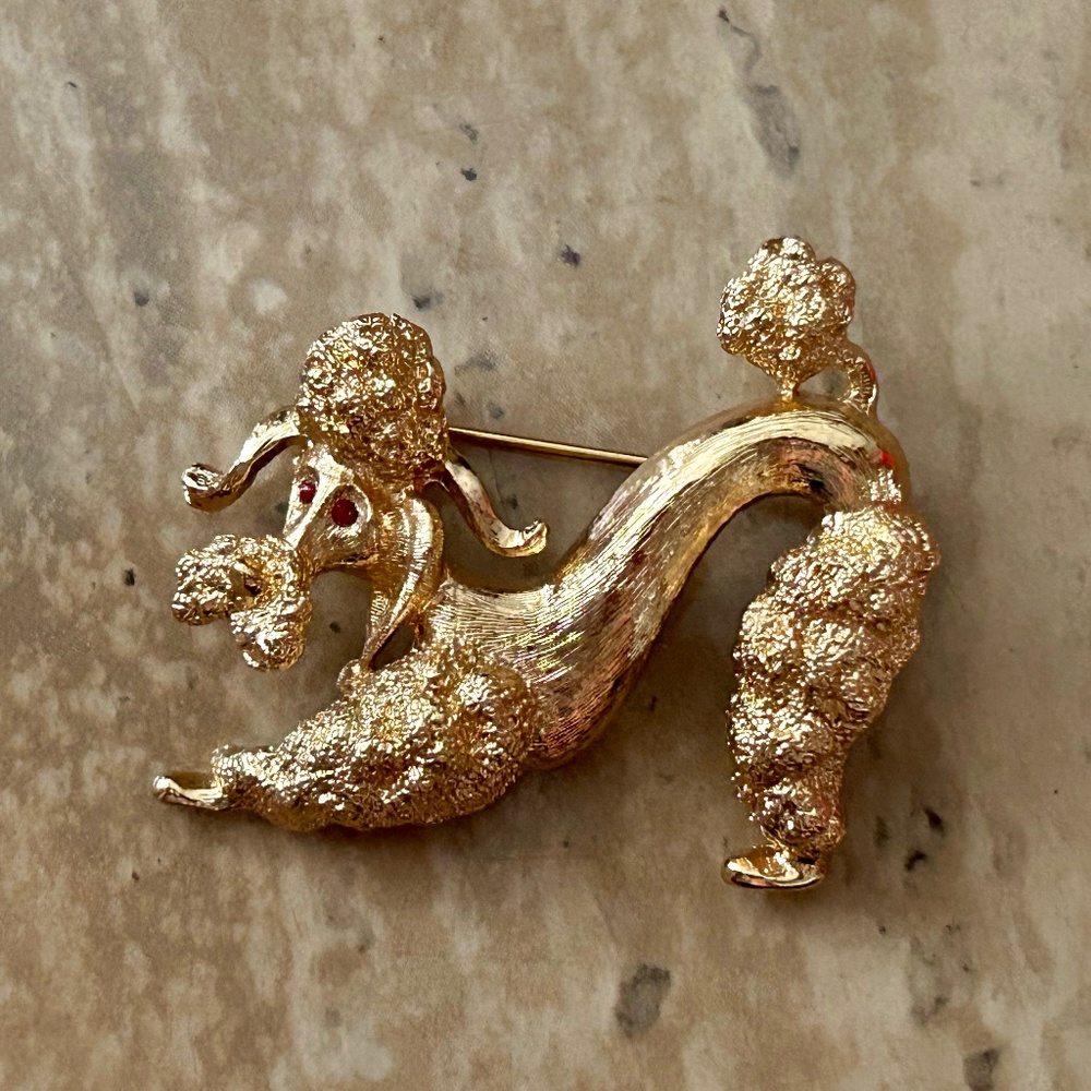 Vintage Monet poodle brooch - signed
